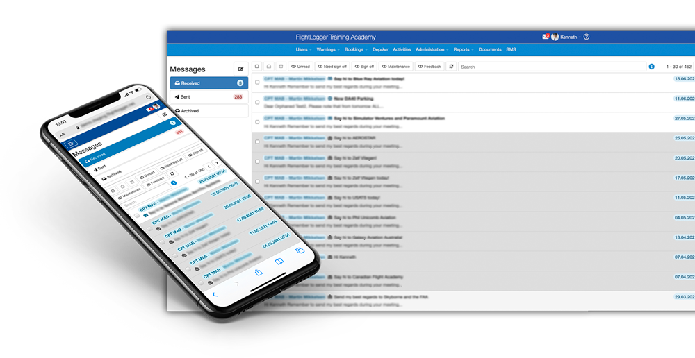 FlightLogger Message Center