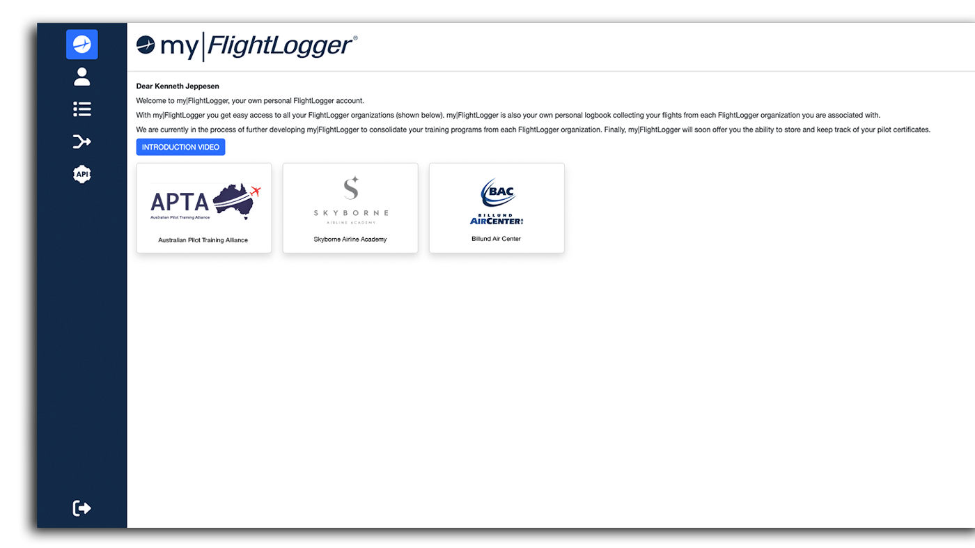 my|FlightLogger example Access FlightLogger accounts from my|FlightLogger
